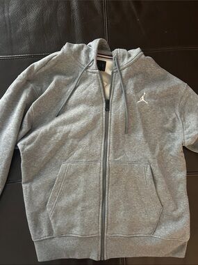 Jordan Gray Full-Zip Hoodie Jacket with White Jumpman